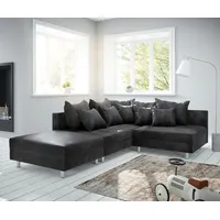 DeLife Ecksofa Clovis Anthrazit Antik Optik Hocker Ottomane Links