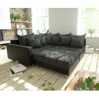 DeLife Ecksofa Clovis Schwarz Hocker Armlehne Ottomane Links -