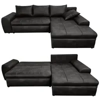 Luma-home Ecksofa mit Schlaffunktion und Bettkasten 266/186/90 cm, Ottomane