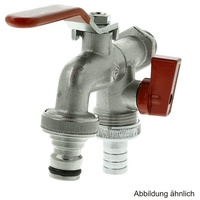 Markenprodukt Doppel-Kugelauslaufhahn 1/2", Doppel-Kugelauslaufhahn 3/4"; Wasserhahn - Auslaufhahn mit