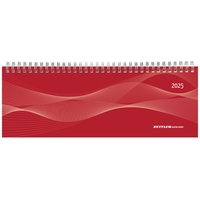 Zettler - Tisch-Querkalender 2025 rot, 29,7x10,5cm, Bürokalender mit 128