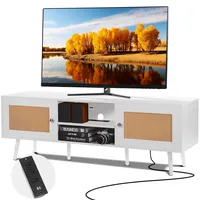 Vevor Rattan-TV-Ständer 165cm Fernseher, Boho-TV-Ständer mit Rattantür, Fernsehschrank mit