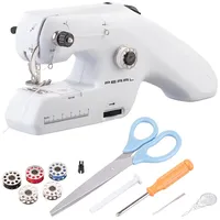 Pearl Echte Mini-Handnähmaschine mit Ober- und Unterfaden, USB &