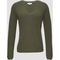 S.Oliver Strickpullover, mit V-Ausschnitt und Raglan-Ärmeln, Damen, Grün, 34,