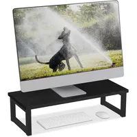 Relaxdays Monitorständer, ergonomische Bildschirmerhöhung für Schreibtisch, HBT: 15x55x23 cm,