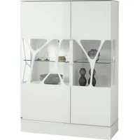 LEONARDO Highboard »Cube«, mit Sicherheitsglas und edlem MDF Holz,