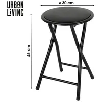 URBAN LIVING Klapphocker Klapp-Hocker Küchenhocker Klappstuhl Sitzhocker (Schwarz)