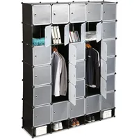 Relaxdays Relaxdays, schwarz XXL Kleiderschrank Stecksystem, 25 Fächer, groß,