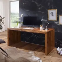 FineBuy Design Natur Sheesham Massivholz Büro Schreibtisch 160 x