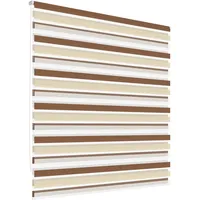 ECD Germany Doppelrollo 45 x 150 cm Weiß-Beige-Braun Klemmfix