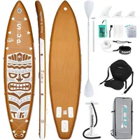 Funwater Retro Tiki aufblasbares Paddle Board 11'6''x33'' Braun/White