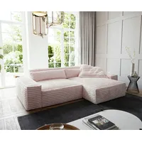 DeLife Ecksofa Sirpio XL 270x170 cm Plüschcord Rosé Recamiere