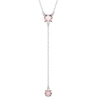 Swarovski Attract Y-Halskette, Rundschliff, Rosa, Rhodiniert