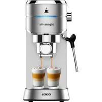 SOGO HUMAN TECHNOLOGY CAF-SS-7600 Espressomaschine Silber 1450W mit Milchaufschäumdüse