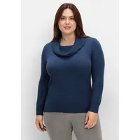 Sheego Pullover mit weitem Wasserfall-Rollkragen mit weitem Wasserfall-Rollkragen, blau