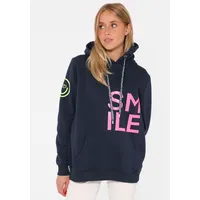 Zwilling Zwillingsherz Hoodie, mit "Smile"-Aufdruck in Neonfarben und gesticktem