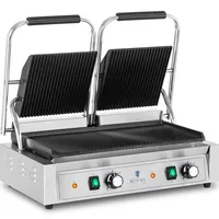 Royal Catering Doppel Kontaktgrill - 3.600 W - geriffelt