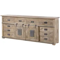 MASSIVMOEBEL24.DE Sideboard Mango 220x45x90 whitewash lackiert RAILWAY #392)