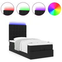 VidaXL Ottoman-Bett mit Matratze & LEDs Schwarz 90x200 cm