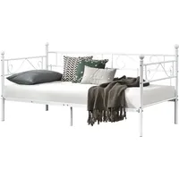 [en.casa] Metallbett Granada 90x200 cm Stahl Weiß