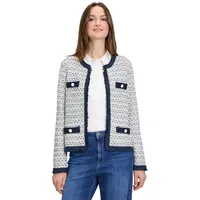 Betty & Co Strick-Cardigan mit Rundhalsausschnitt Weiß/Dunkelblau,36 | 36