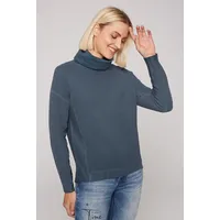 Soccx Damen, Rollkragenpullover mit Intarsien-Strick Blue Navy M -