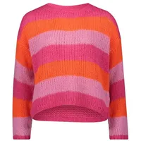 Cartoon Damen Strickpullover mit Blockstreifen Pink/Orange,42 - 42