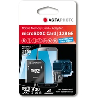 AgfaPhoto microSDXC 128GB Class 10 UHS-I U3 + SD-Adapter